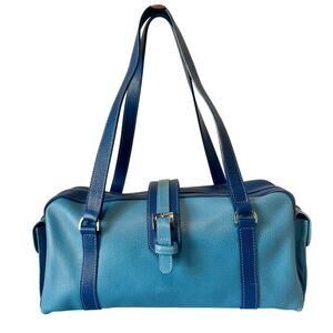 Longchamp Vintage Y2K Blue Pebbled Leather Le Foulonné Shoulder Bag Baguette